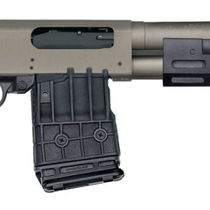 Mossberg 590M 12 Gauge 11.5-inch Cerakote Tungsten pump-action shotgun side view