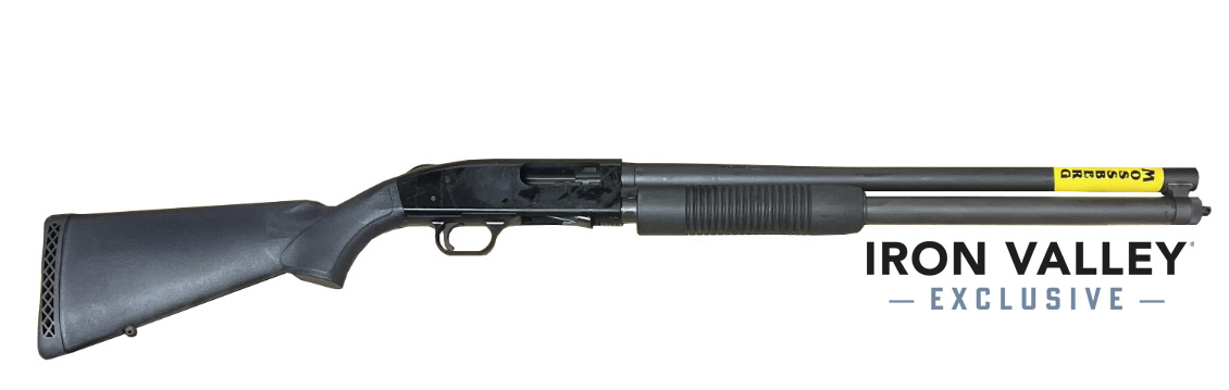 Mossberg 500 Persuader 12 Gauge 20-inch pump shotgun with black synthetic stock